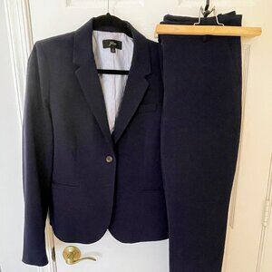J Crew Navy Women Suit- Blazer (L) & Pants (12)